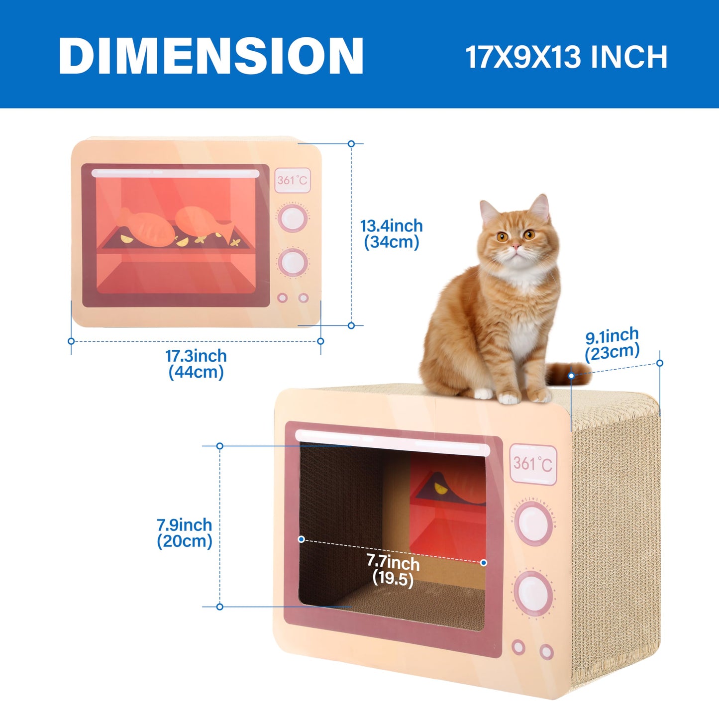 2 in 1 Cat Scratcher Cardboard Lounge Bed, Cat Scratching Pad, Durable Board Pads Prevents Furniture Damage,Large