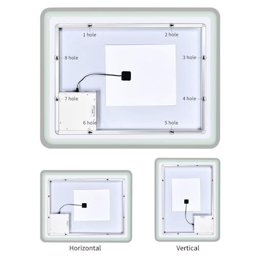Simple Deluxe 36 x 28 Inch Large Wall Anti-Fog Dimmable LED Bathroom Vanity Makeup Mirror with White/Warm Light (Horizontal/Vertical), Transparent