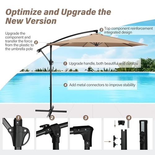 InfiniPower 9ft Patio Umbrella Replacement Canopy, Outdoor Replacement Canopy Only, Table Umbrellas Top Cover with 8 Ribs for Garden, Yard