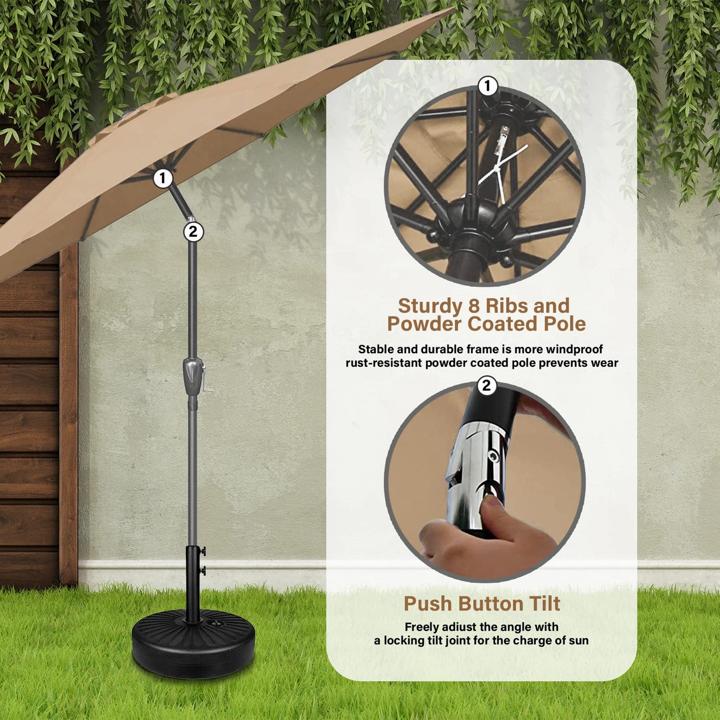 YSSOA Fillable Mobile Offset Patio Base Heavy Duty Market Cantilever Umbrella Stand Square
