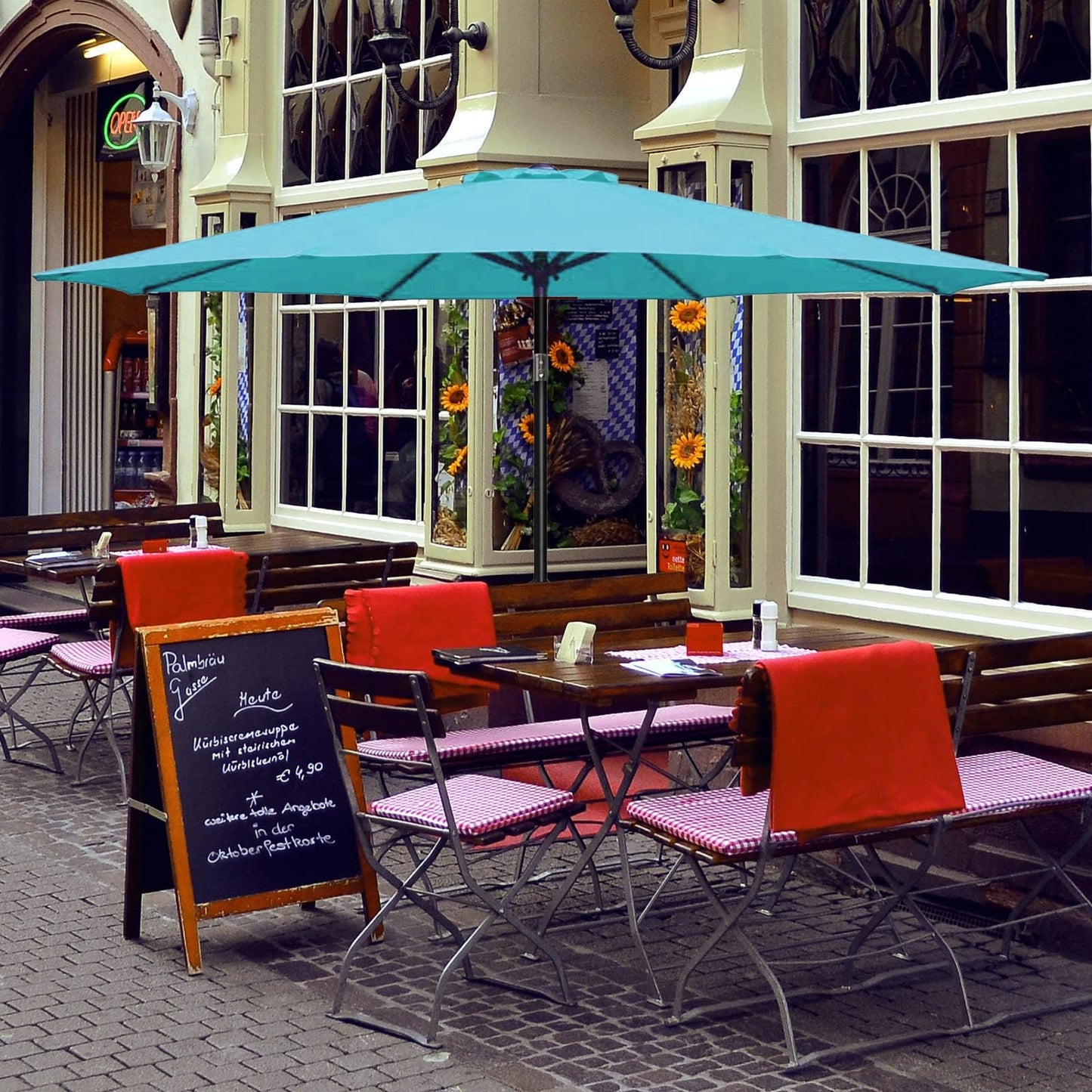 YSSOA Fillable Mobile Offset Patio Base Heavy Duty Market Cantilever Umbrella Stand Square