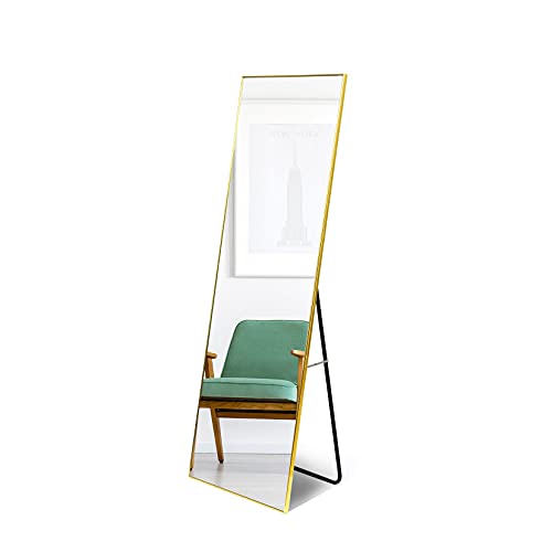 YSSOA Full Length Mirror, Floor Mirror with Stand,Wall-Mounted Dressing Mirror, Bedroom Mirror