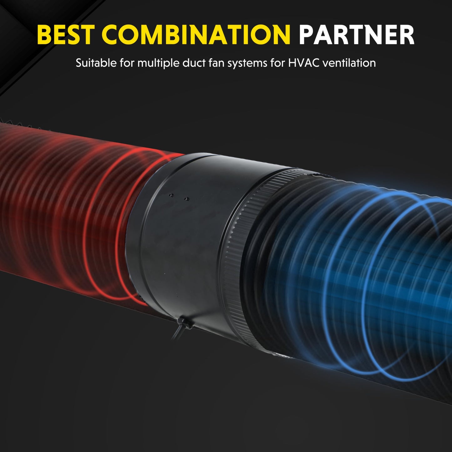 iPower Flexible 6 Inch 8 Feet Aluminum Ducting 4 Layer Protection Dryer Vent Hose for HVAC Heating Cooling Exhaust and Ventilation, 2 Clamps Included, Black