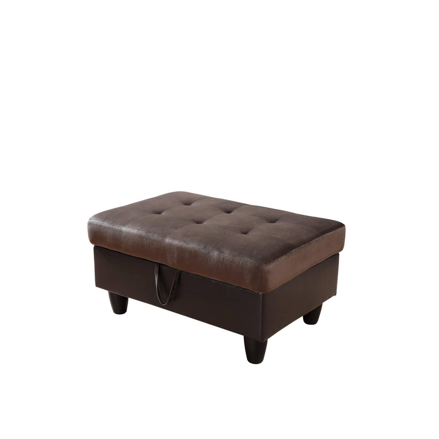 Simple Deluxe Taupe Flannel and PVC Storage Ottoman 35x23.5x17.5 - Room Decor, Organization and Storage Solution, Ottoman for Living Room, Bedroom