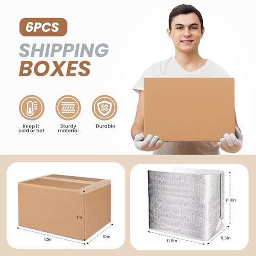 YSSOA Insulated Shipping Boxes with Aluminum Foil Liner,Thermal Insulation Cold Pack Shipping Boxes for Frozen, Reusable Styrofoam Cooler Box, Small Mailing Box