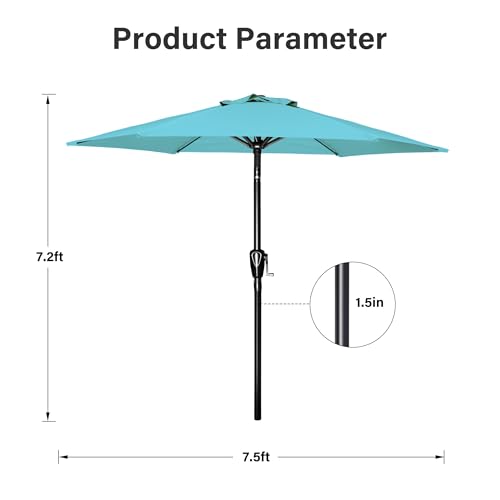 Simple Deluxe 9FT Outdoor Patio Umbrella Table Market Umbrella with Push Button Tilt and Crank, 8 Sturdy Ribs, UV Protection Waterproof for Garden, Lawn, Deck, Backyard, Pool