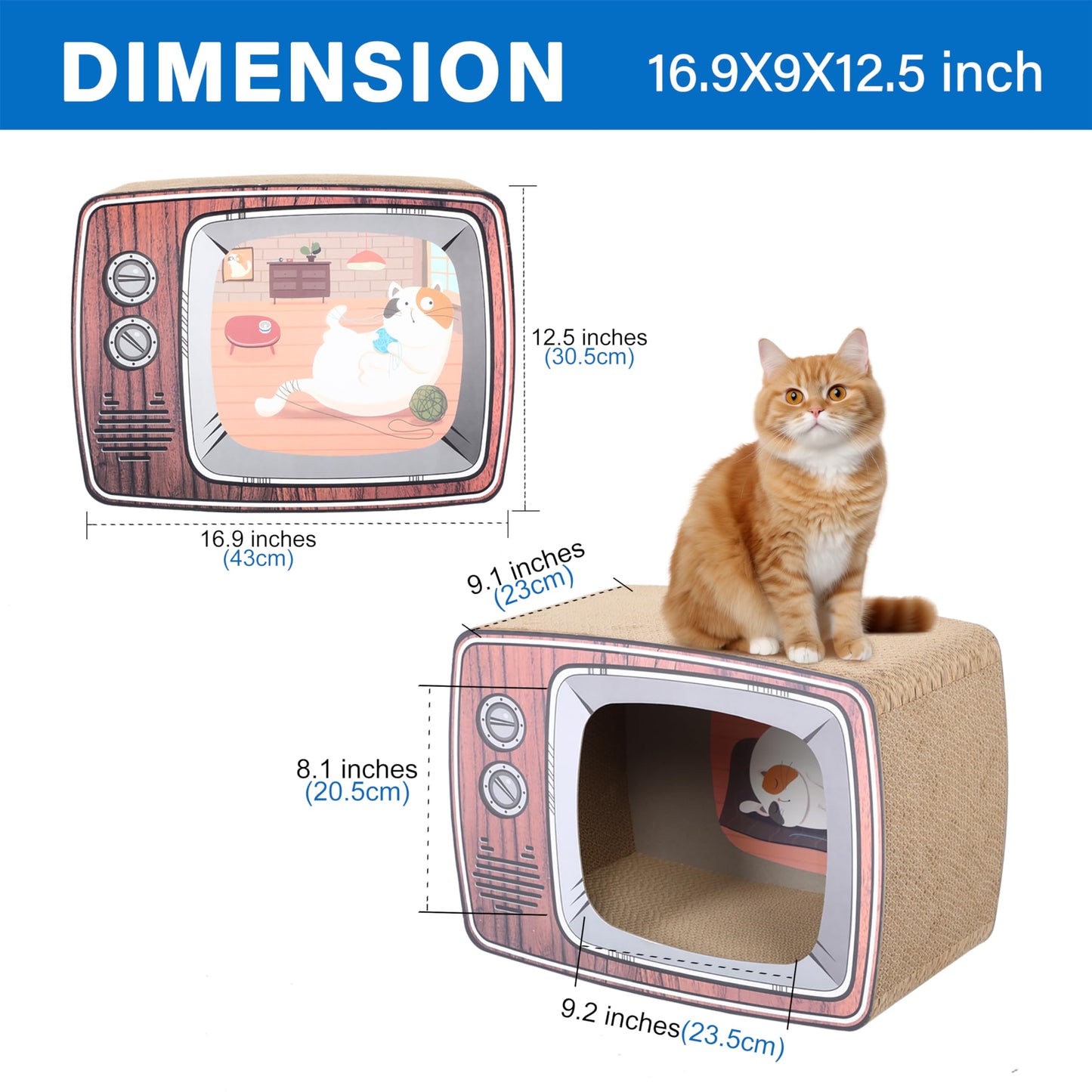 2 in 1 Cat Scratcher Cardboard Lounge Bed, Cat Scratching Pad, Durable Board Pads Prevents Furniture Damage,Large