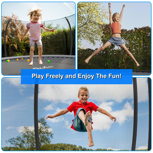 Simple Deluxe Trampoline for Kids with Safety Enclosure Net 12FT Wind Stakes Simple Deluxe 400LBS Weight Capacity Outdoor Backyards Trampolines with Non-Slip Ladder for Children Adults Family, Black