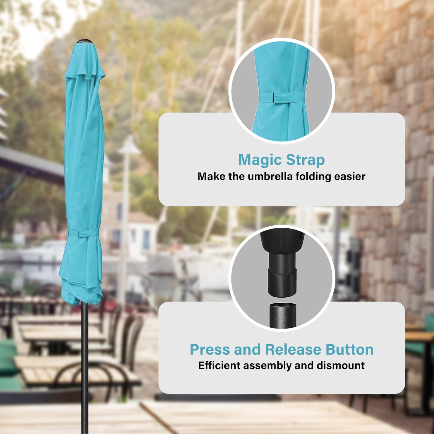 InfiniPower Outdoor Patio Umbrella Table Umbrellas with Push Button Tilt/Crank, UV Protection Waterproof for Garden Deck Backyard Pool,