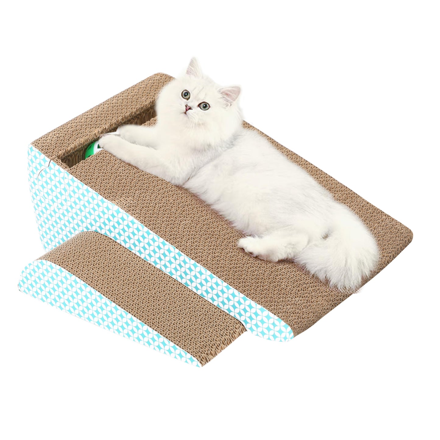 2 in 1 Cat Scratcher Cardboard Lounge Bed, Cat Scratching Pad, Durable Board Pads Prevents Furniture Damage,Large