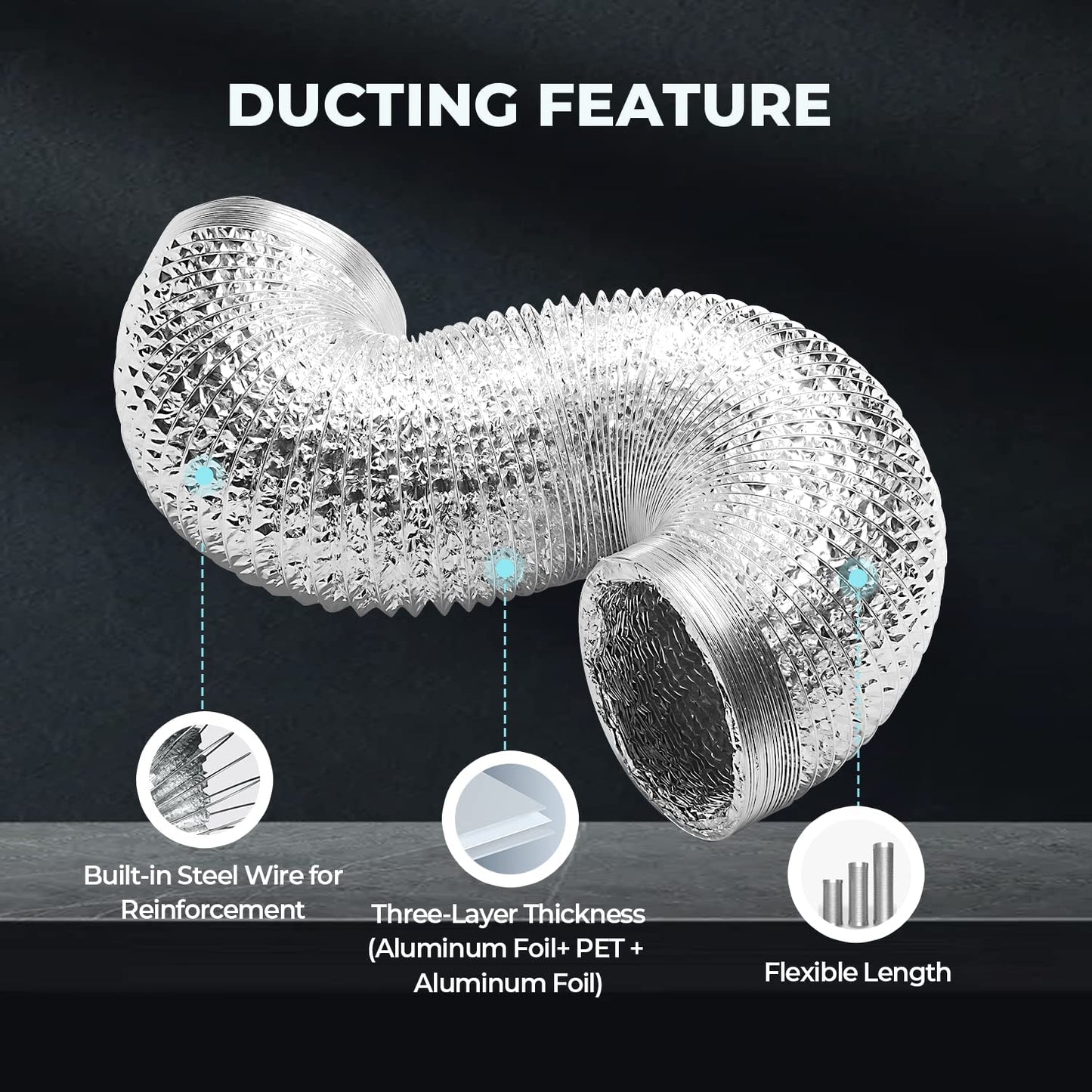 iPower Non-Insulated Flex Air Aluminum Ducting Dryer Vent Hose