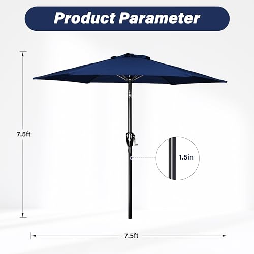 YSSOA Patio Umbrella Outdoor Table Market Yard Umbrella with 6 Sturdy Ribs