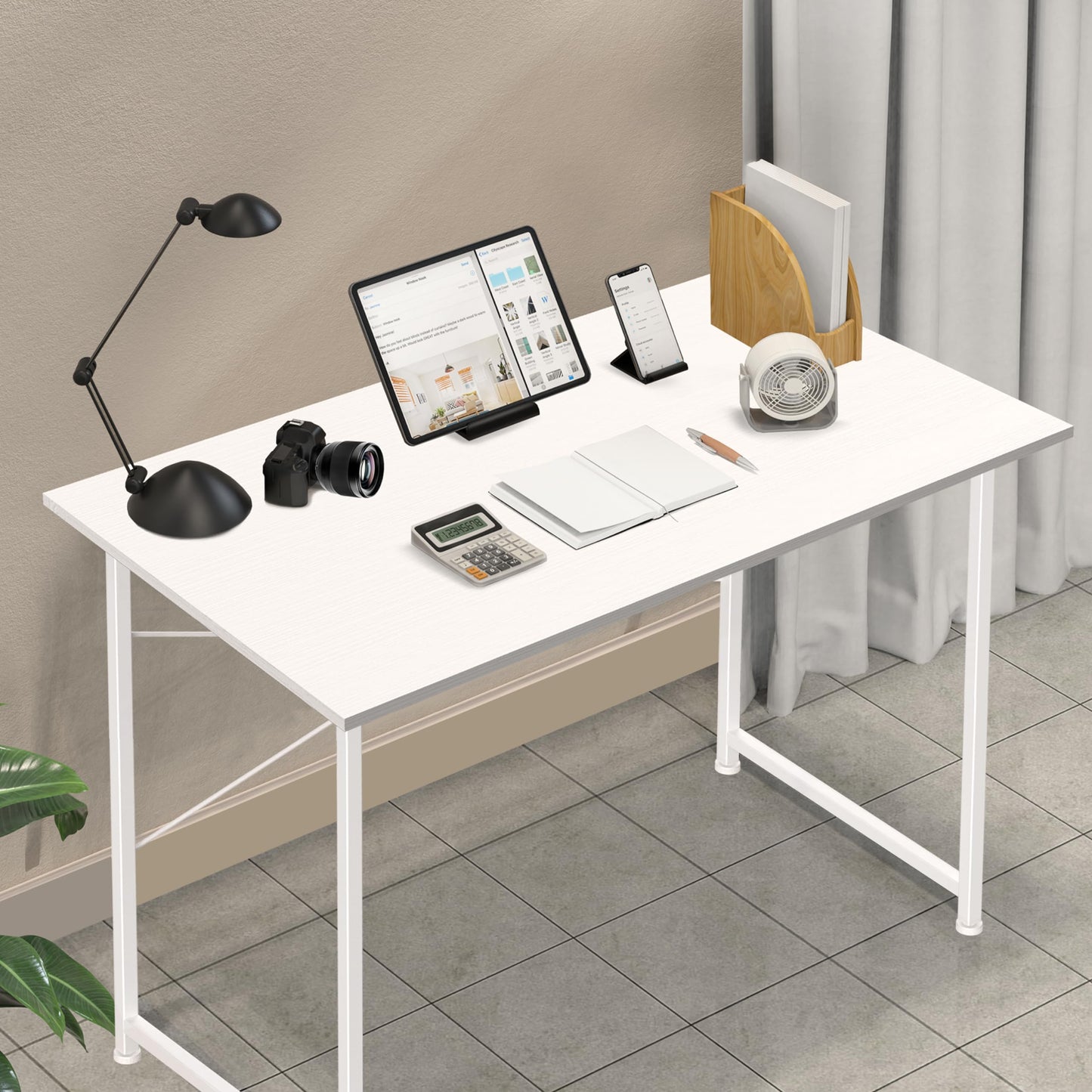 YSSOA Work Study Writing Student Kids Bedroom Wood Modern Simple Table with Headphone Hooks