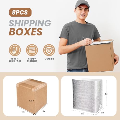 YSSOA Insulated Shipping Boxes with Aluminum Foil Liner,Thermal Insulation Cold Pack Shipping Boxes for Frozen, Reusable Styrofoam Cooler Box, Small Mailing Box