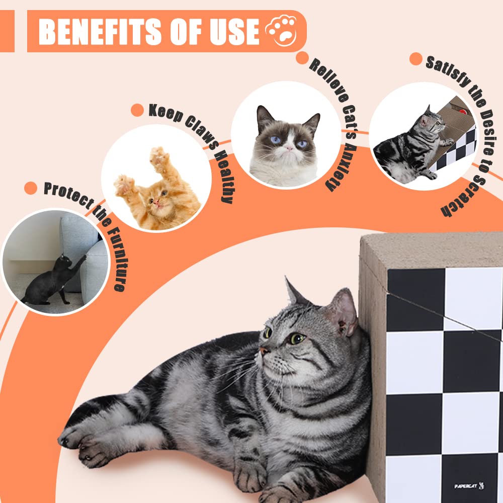 2 in 1 Cat Scratcher Cardboard Lounge Bed, Cat Scratching Pad, Durable Board Pads Prevents Furniture Damage,Large