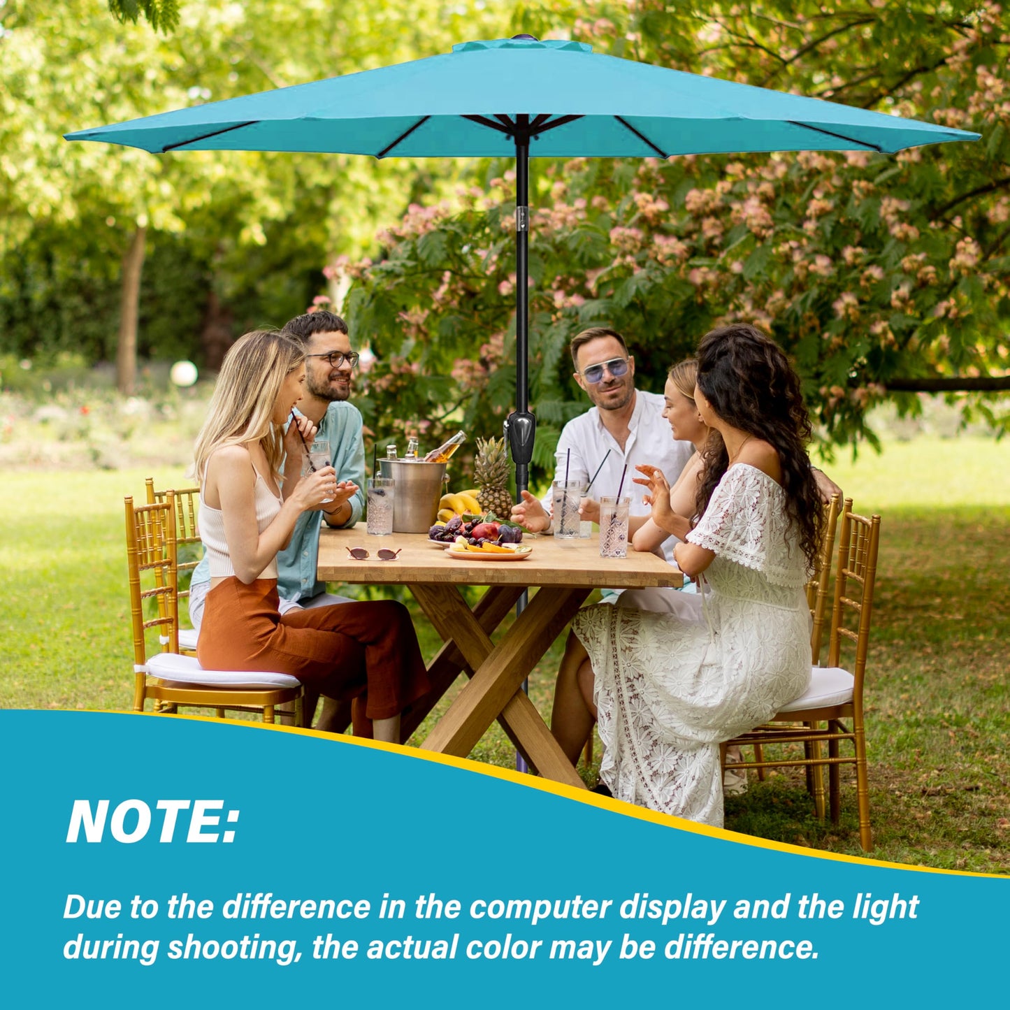 InfiniPower 9ft Patio Umbrella Replacement Canopy, Outdoor Replacement Canopy Only, Table Umbrellas Top Cover with 8 Ribs for Garden, Yard