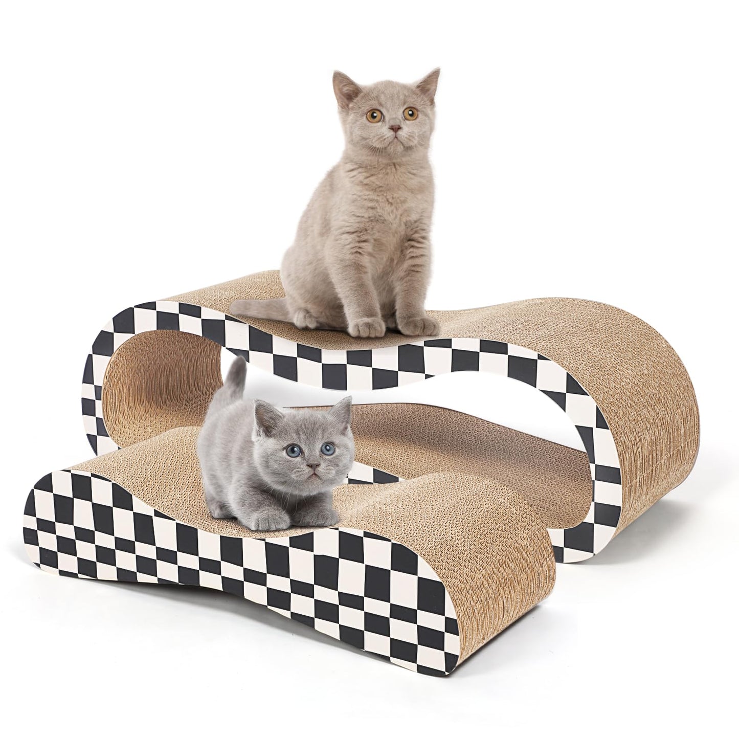 2 in 1 Cat Scratcher Cardboard Lounge Bed, Cat Scratching Pad, Durable Board Pads Prevents Furniture Damage,Large