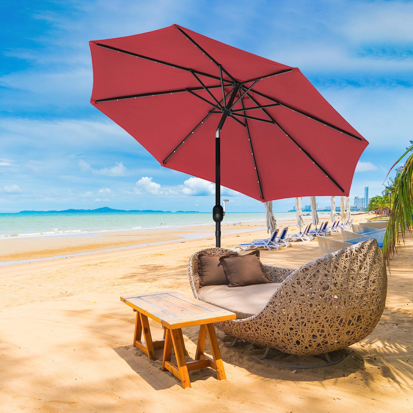 YSSOA Fillable Mobile Offset Patio Base Heavy Duty Market Cantilever Umbrella Stand Square