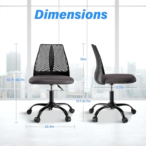 Simple Deluxe Ergonomic Office Computer Gaming Chair with Supportive Cushioning, 360° Swivel and Sturdy Metal Legs, Black & Gray