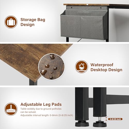 YSSOA Work Study Writing Student Kids Bedroom Wood Modern Simple Table with Headphone Hooks