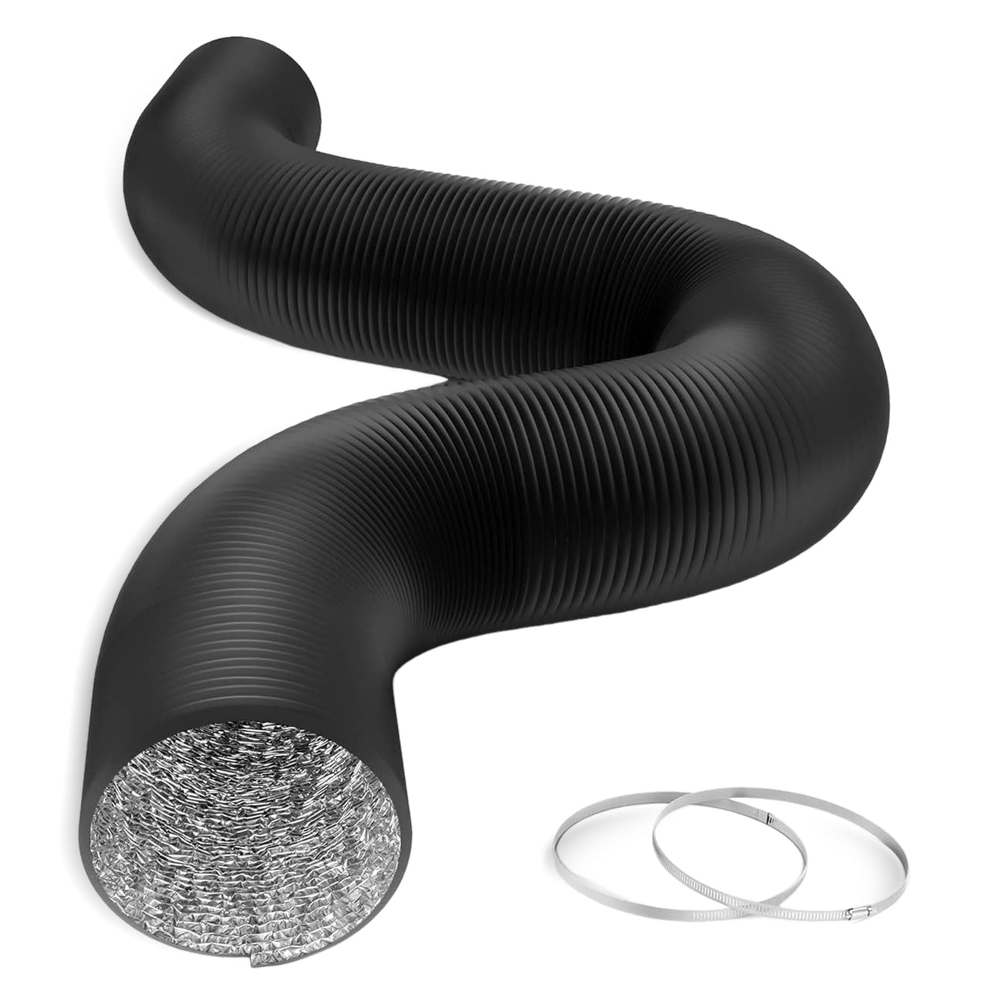 HealSmart Exhaust Inline Duct Fan Vent Booster Blower and Non-Insulated Flex Air Aluminum Foil Ducting for Indoor Grow Tent Hydroponics Ventilation