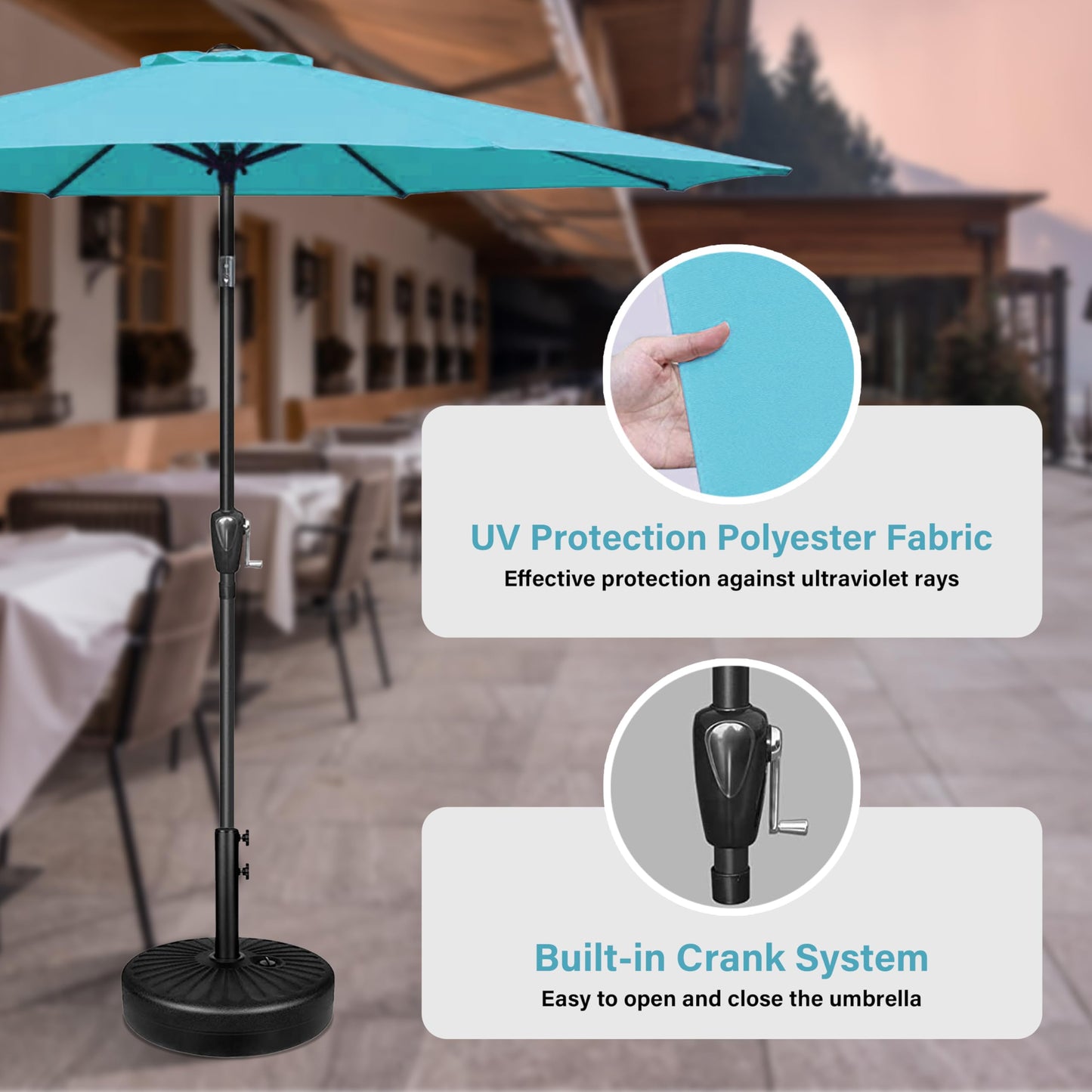 InfiniPower Outdoor Patio Umbrella Table Umbrellas with Push Button Tilt/Crank, UV Protection Waterproof for Garden Deck Backyard Pool,