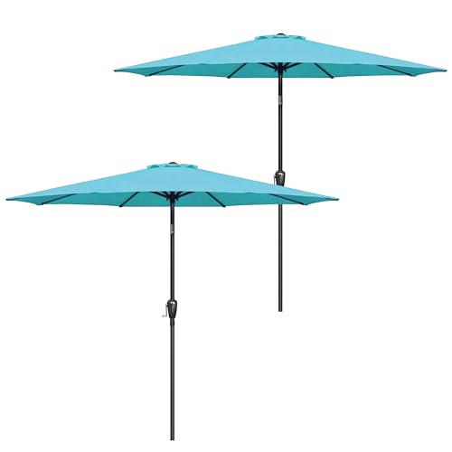 Simple Deluxe 9FT Outdoor Patio Umbrella Table Market Umbrella with Push Button Tilt and Crank, 8 Sturdy Ribs, UV Protection Waterproof for Garden, Lawn, Deck, Backyard, Pool