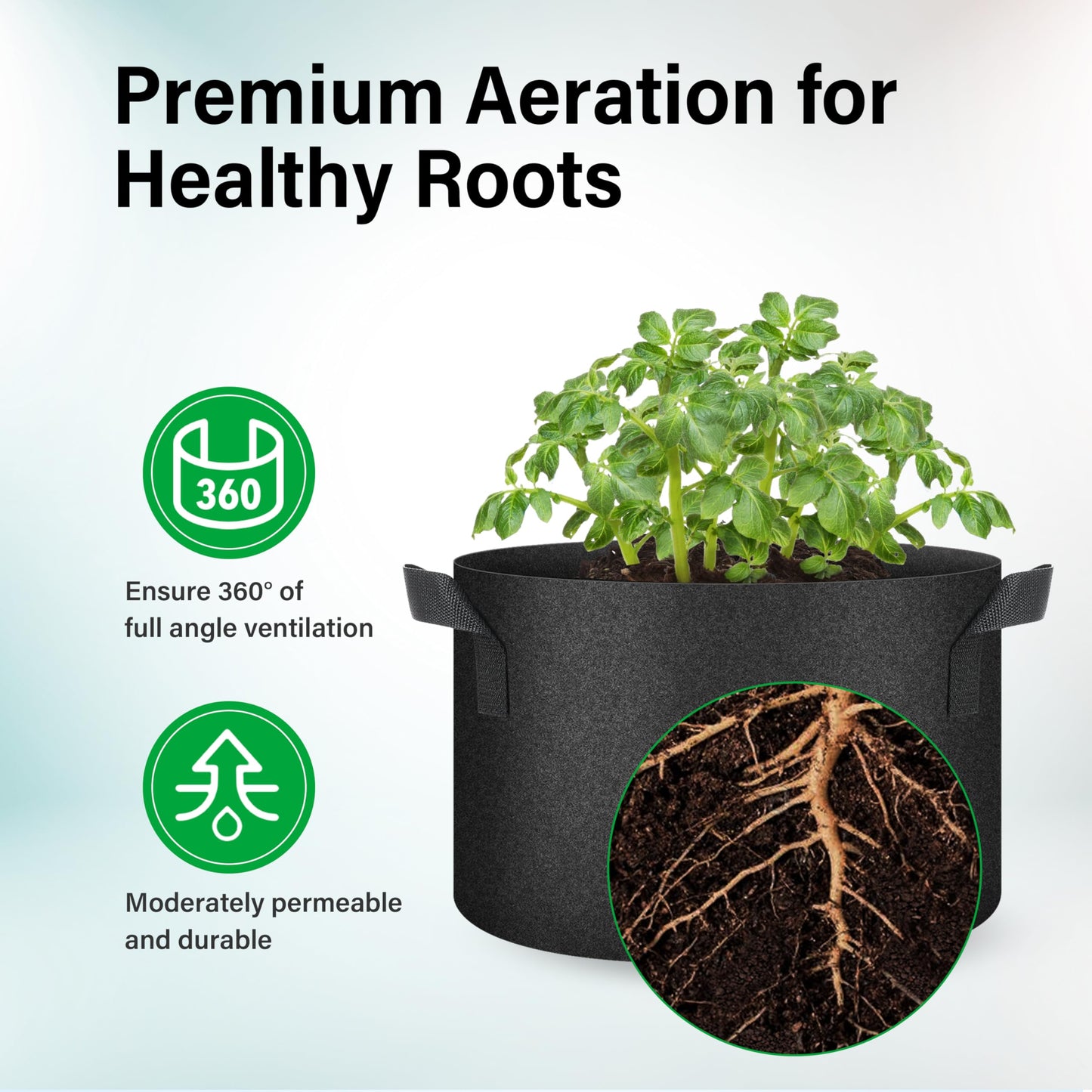 YSSOA Nonwoven Fabric Plant Pots with Handles,