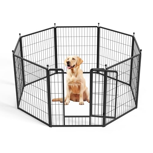 Dog Playpen, Heavy Duty Metal Pet Playpen Indoor Outdoor for Camping, Yard, RV, Garden Fence, Privacy Patio, Black