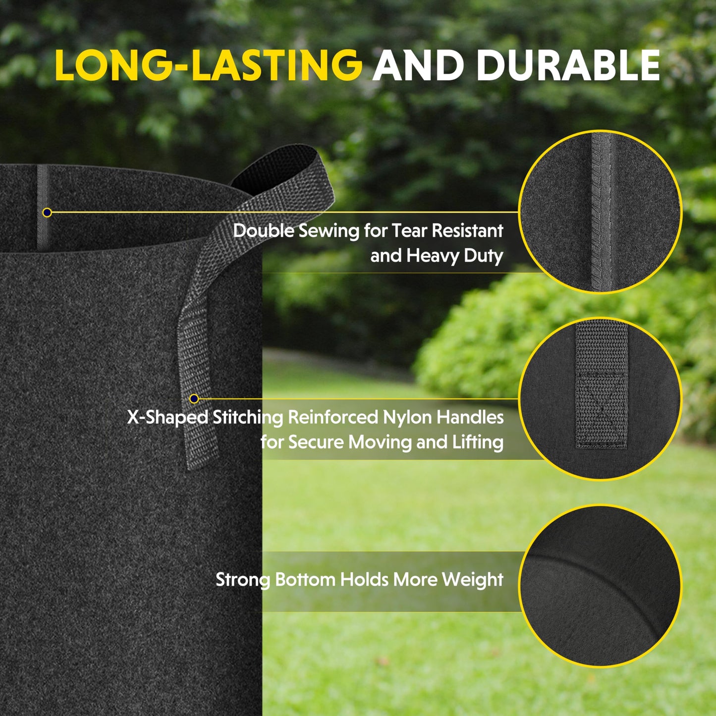 YSSOA Grow Bags Heavy Duty Thickened Nonwoven Aeration Fabric Pots with Handles, Cloth Pots for Plants, Vegetable, Flower, Tomato Potato