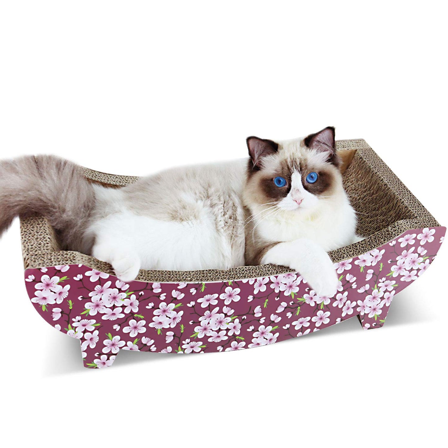 2 in 1 Cat Scratcher Cardboard Lounge Bed, Cat Scratching Pad, Durable Board Pads Prevents Furniture Damage,Large