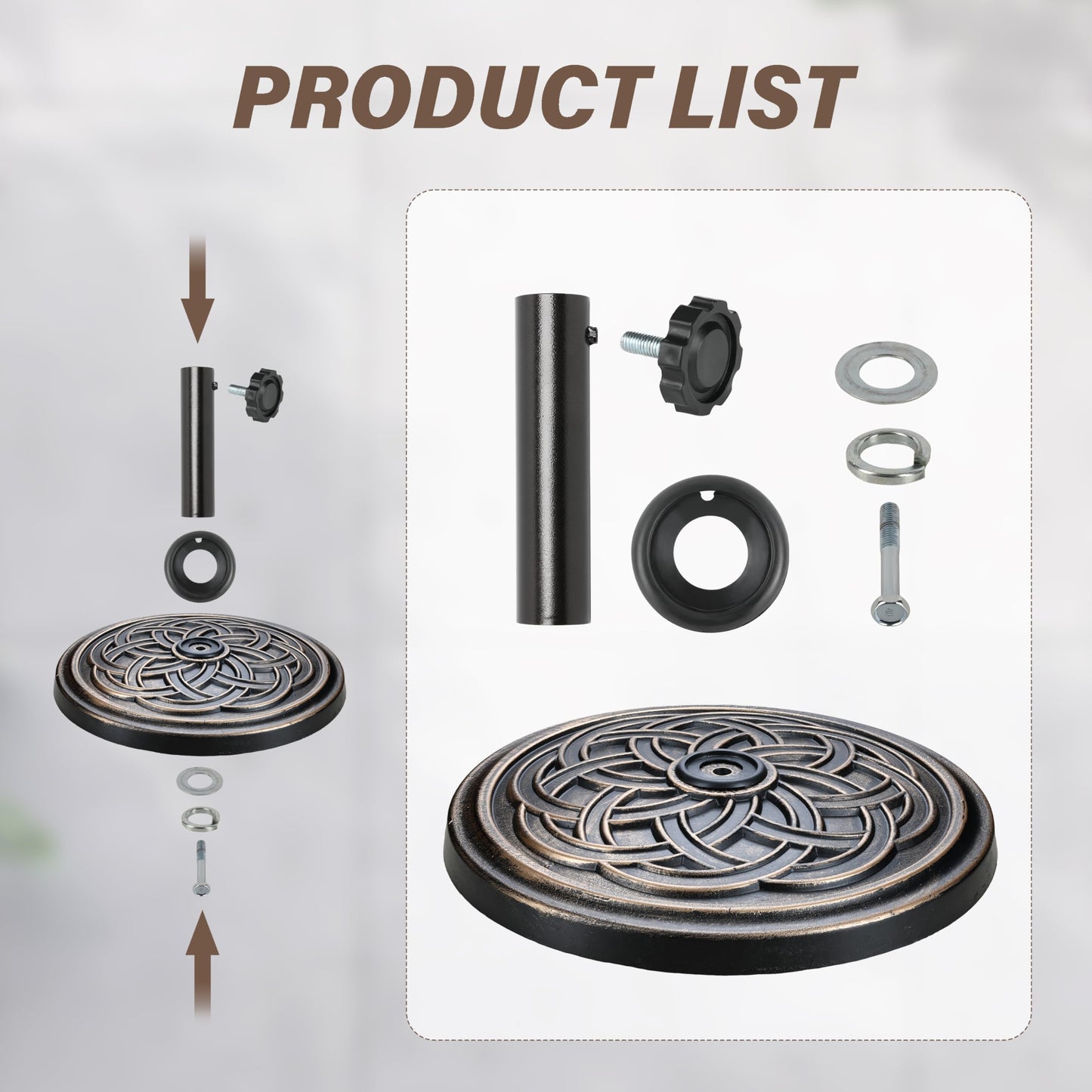 HealSmart 24.2 lbs Heavy Duty Umbrella Base