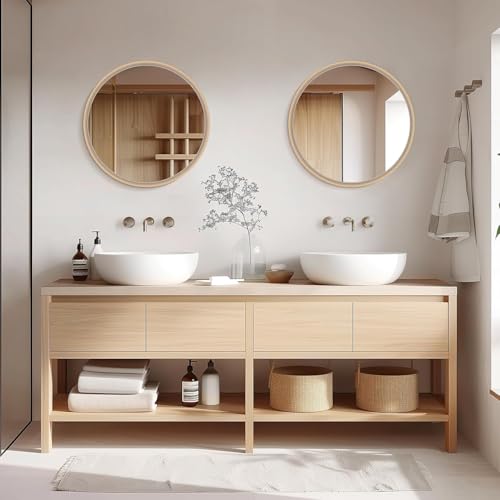 Simple Deluxe Black 20 Inch Circle Mirror