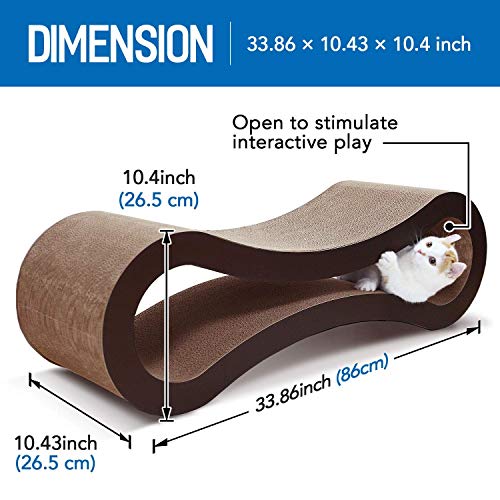 2 in 1 Cat Scratcher Cardboard Lounge Bed, Cat Scratching Pad, Durable Board Pads Prevents Furniture Damage,Large