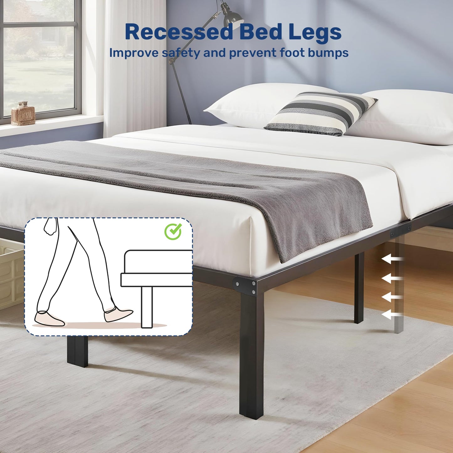 YSSOA Bed Frame, Space Under The Bed Heavy Duty Frame Bed