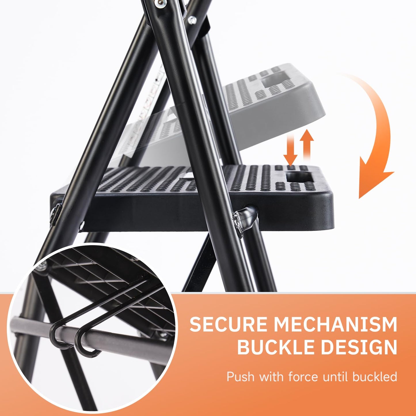3 Step Ladder, Step Stool Foldable, 800lbs Portable Ladder with Wide Anti-Slip Pedal, Step Stool for Adults, Lightweight Step Ladder for Home Kitchen and Outdoor