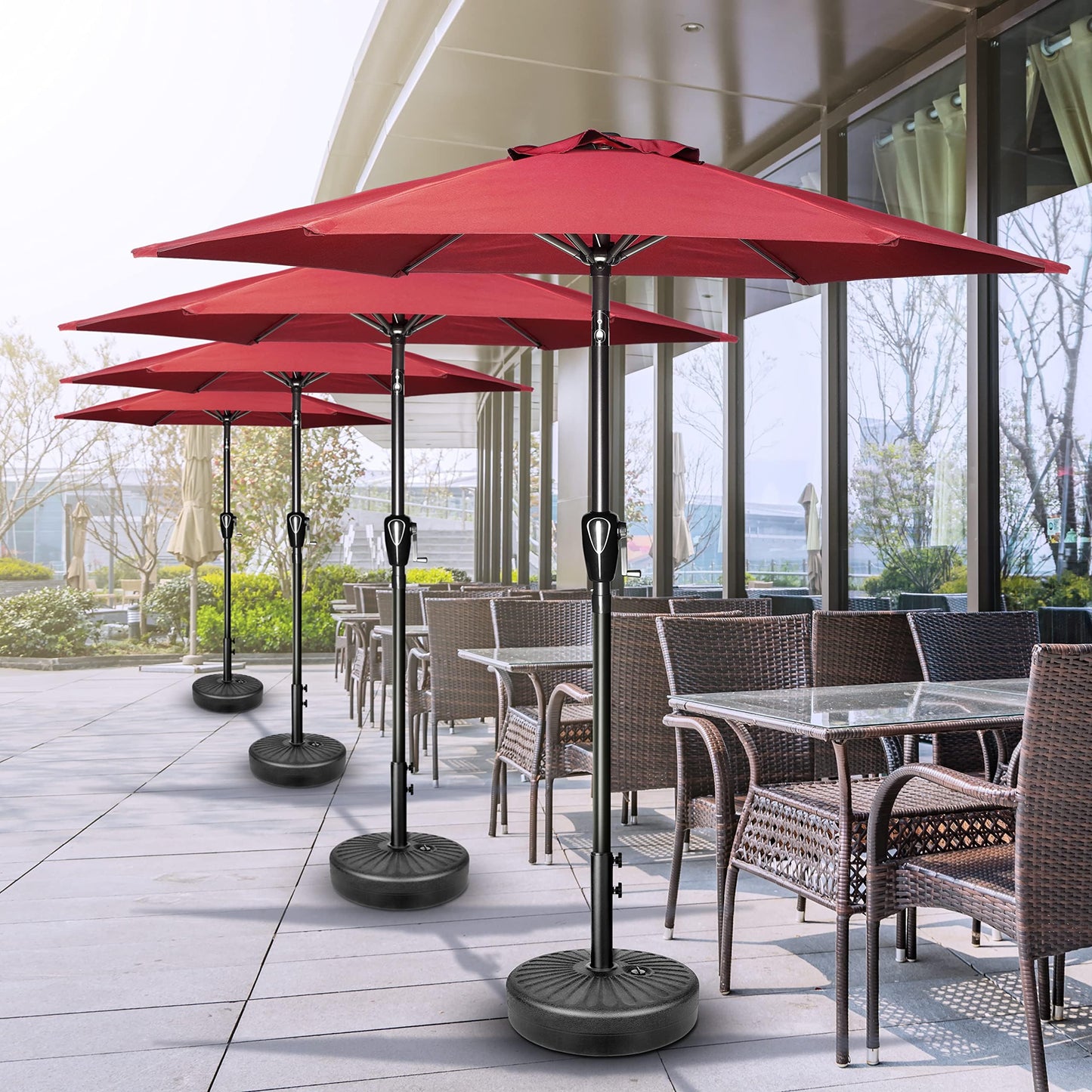 Simple Deluxe 9FT Outdoor Patio Umbrella Table Market Umbrella with Push Button Tilt and Crank, 8 Sturdy Ribs, UV Protection Waterproof for Garden, Lawn, Deck, Backyard, Pool