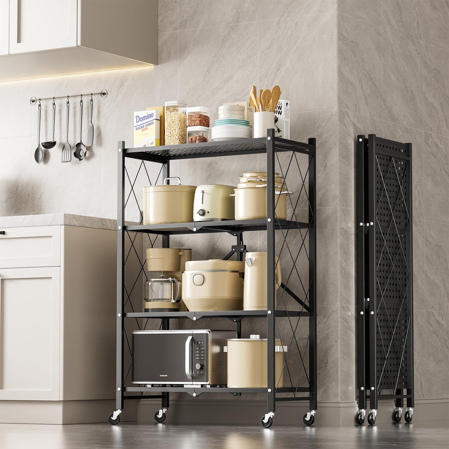 Simple Deluxe 3-Tier Folding Storage Shelves,