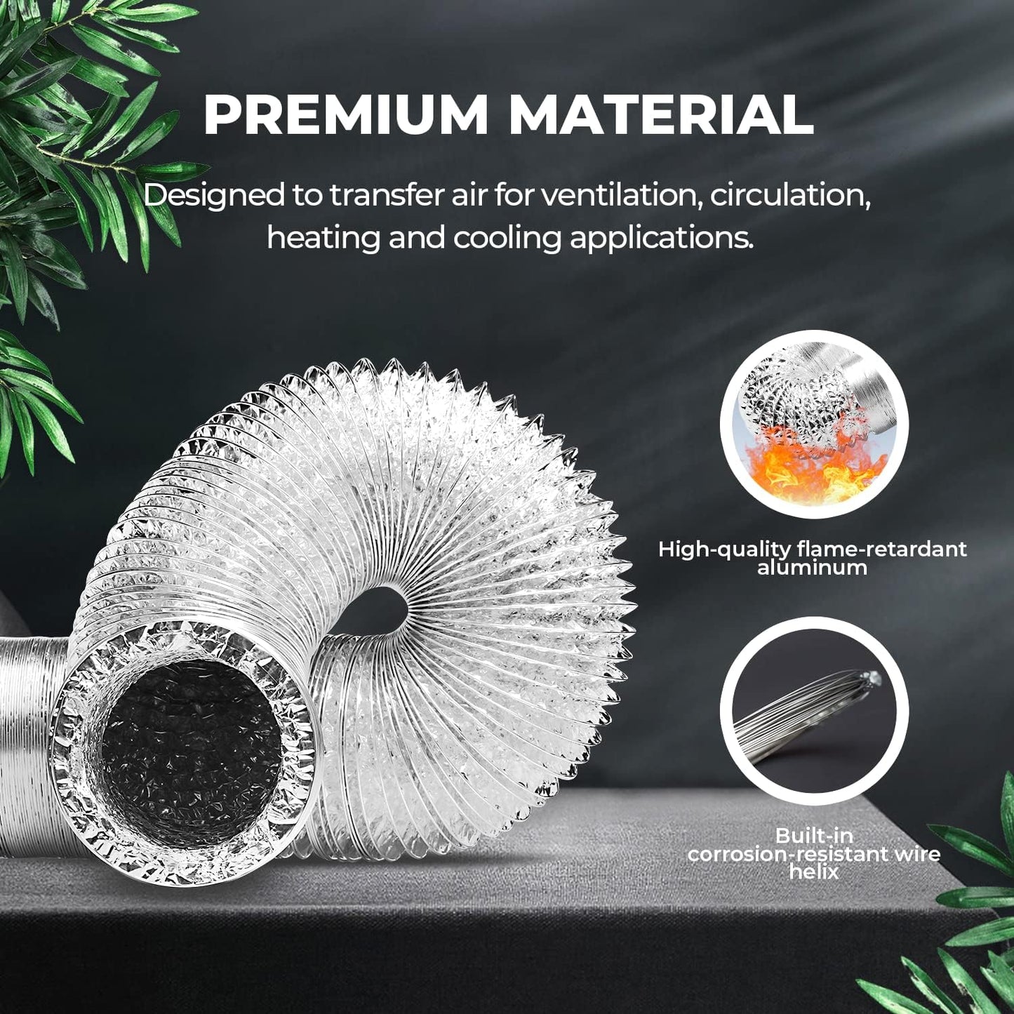HealSmart Exhaust Inline Duct Fan Vent Booster Blower and Non-Insulated Flex Air Aluminum Foil Ducting for Indoor Grow Tent Hydroponics Ventilation