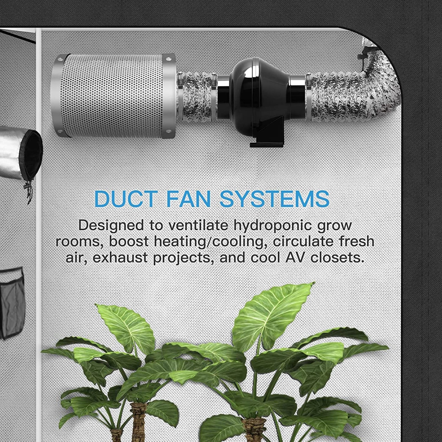 YSSOA 4 Inch Inline Ventilation Fan and Flexible Ducting Dryer Vent Hose for Heating, Cooling, Hydroponics, Grow Tent