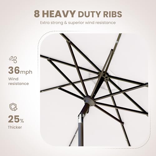 Simple Deluxe 9' Solar Patio Umbrella 32 LED Lighted Table Market Umbrellas with Push Button Tilt/Crank Outdoor Umbrella for Garden, Deck, Backyard and Pool