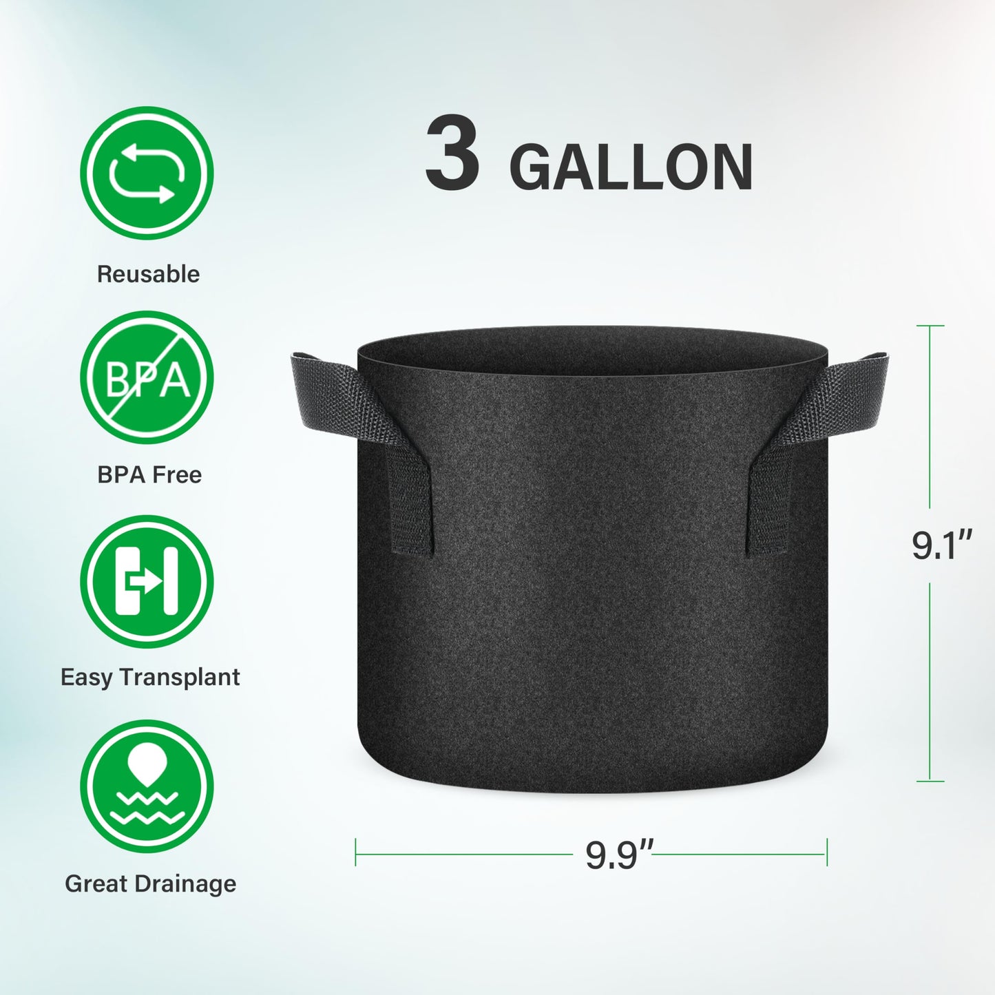YSSOA Nonwoven Fabric Plant Pots with Handles,