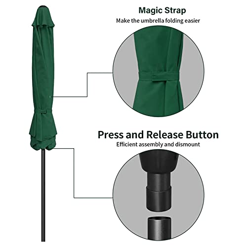 Simple Deluxe Patio Umbrella Outdoor, UV Protection Sunshade with Push Button Tilt/Crank and 8 Sturdy Ribs, for Table Garden Lawn Beach Pool