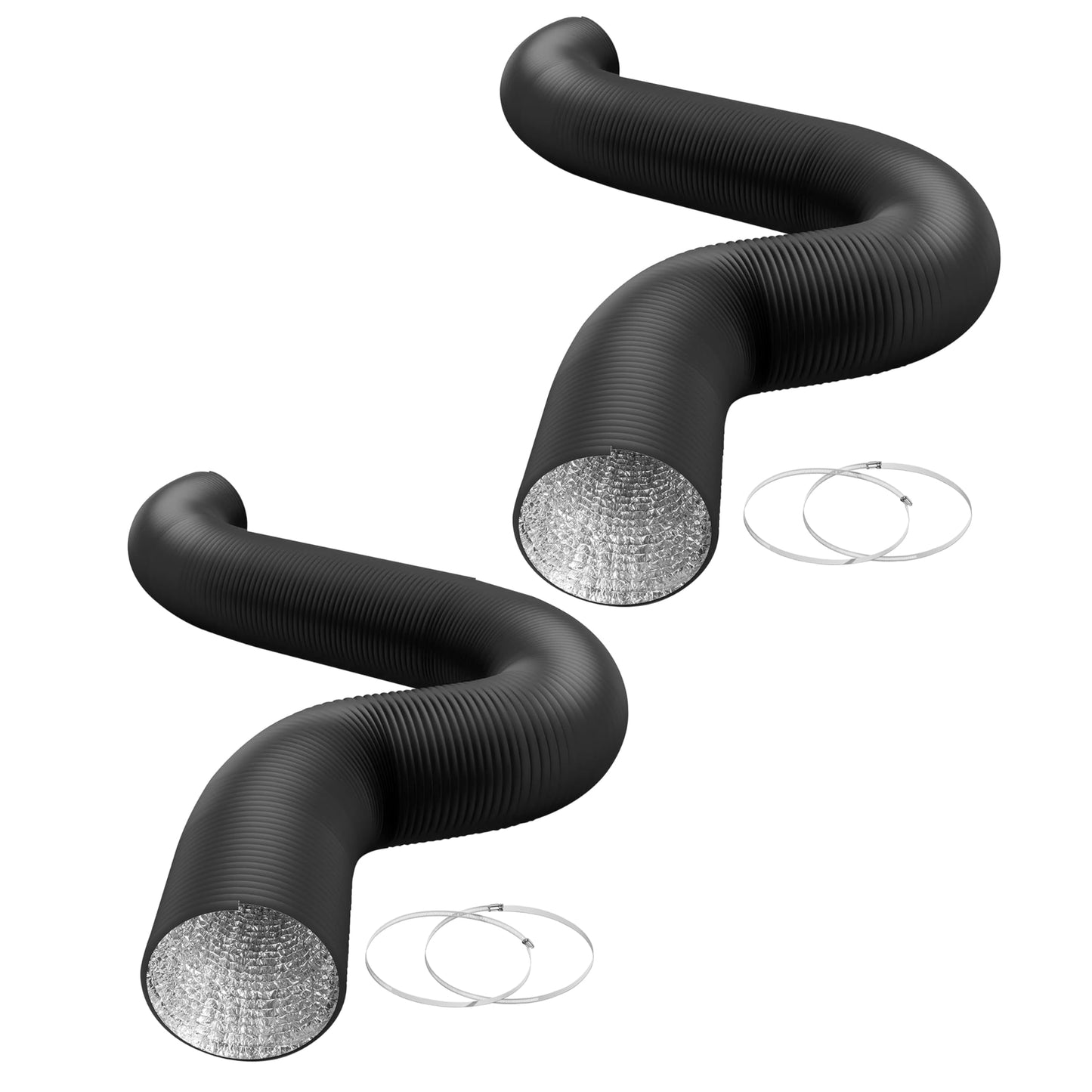 HealSmart Exhaust Inline Duct Fan Vent Booster Blower and Non-Insulated Flex Air Aluminum Foil Ducting for Indoor Grow Tent Hydroponics Ventilation