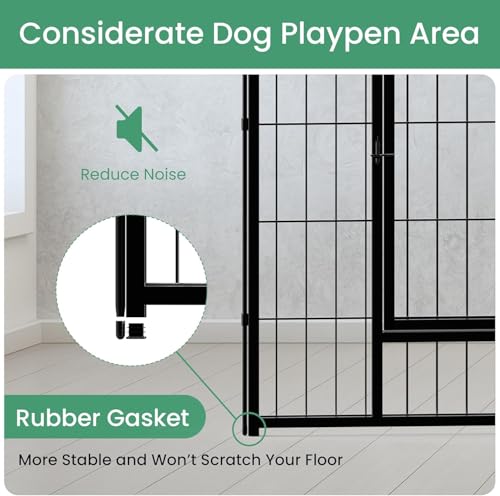 Dog Playpen, Heavy Duty Metal Pet Playpen Indoor Outdoor for Camping, Yard, RV, Garden Fence, Privacy Patio, Black