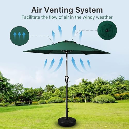 Simple Deluxe 9FT Outdoor Patio Umbrella Table Market Umbrella with Push Button Tilt and Crank, 8 Sturdy Ribs, UV Protection Waterproof for Garden, Lawn, Deck, Backyard, Pool