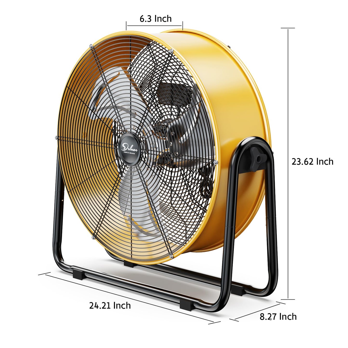 Simple Deluxe 24-Inch Heavy Duty Metal Drum Fan, 3-Speed High Velocity Industrial Floor Fan for Warehouses, Workshops, Factories and Basements