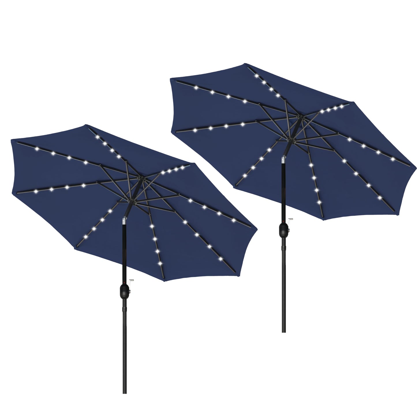 Simple Deluxe 9' Solar Umbrella 32 LED Lighted Patio Umbrella Table Market Umbrella with Push Button Tilt/Crank Outdoor Umbrella for Garden, Deck, Backyard and Pool