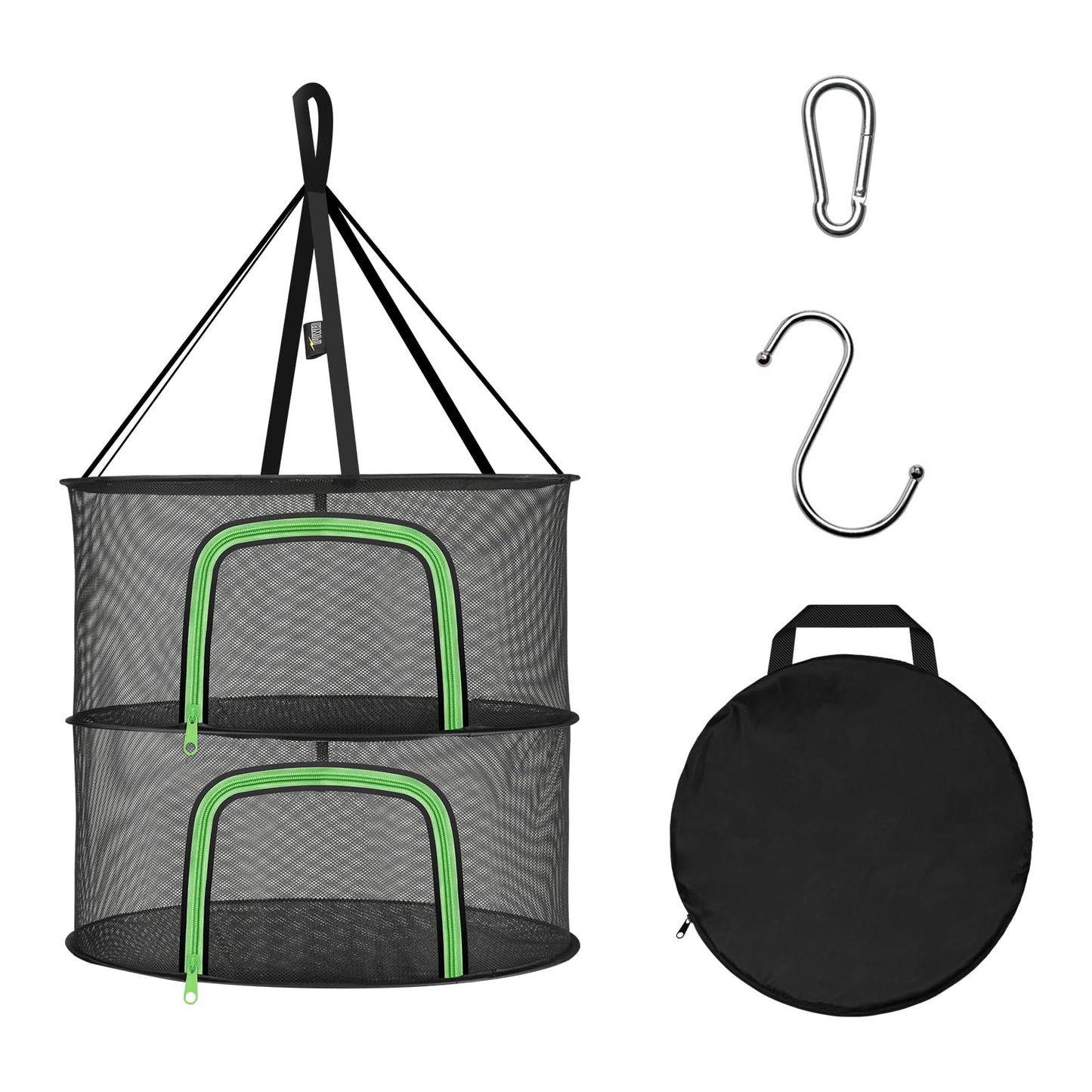 YSSOA Herb Drying Rack Zippered Hanging Dryer with Garden Pruning Shear and Hook for Hydroponics Herb, Plant, Seed, Bud