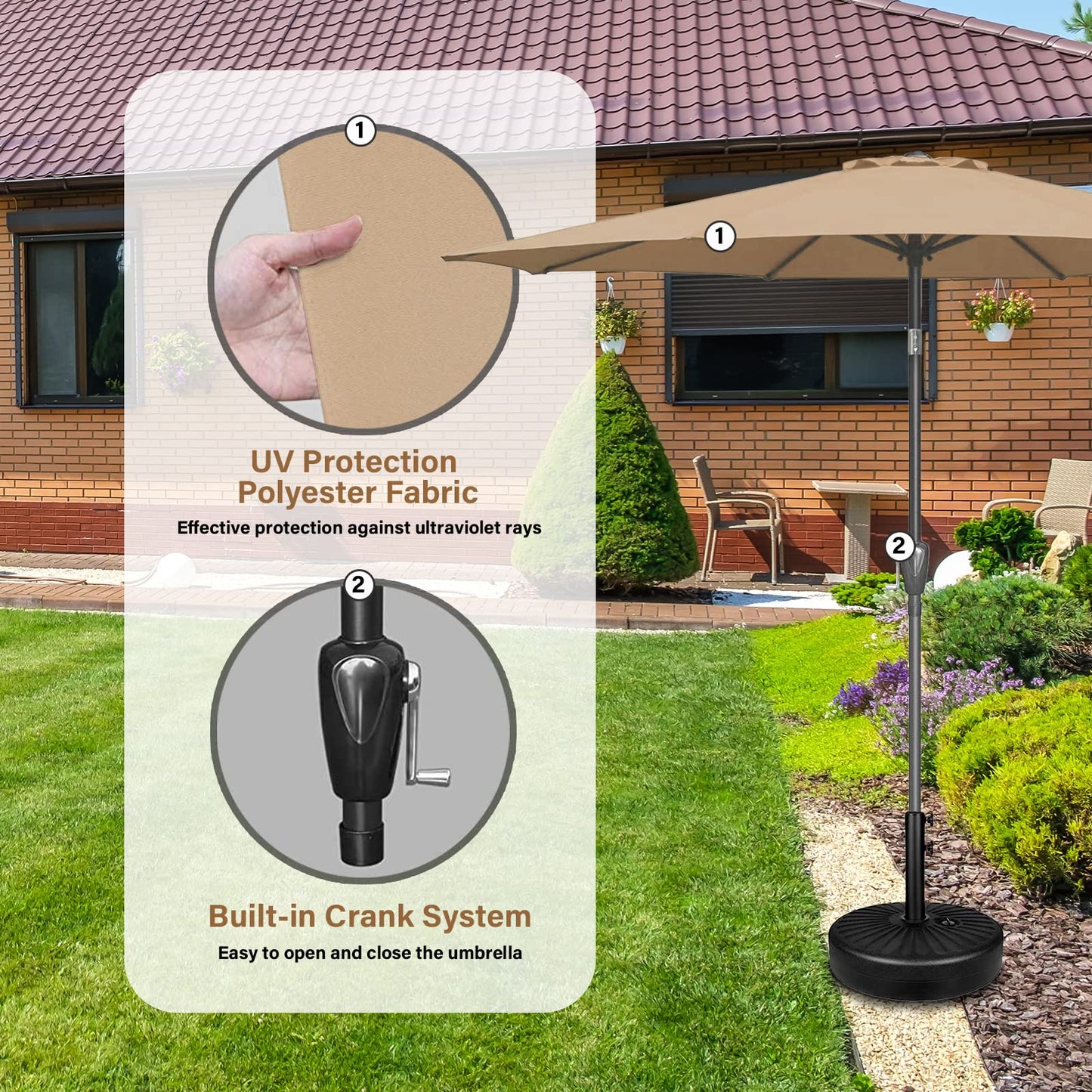 YSSOA Fillable Mobile Offset Patio Base Heavy Duty Market Cantilever Umbrella Stand Square